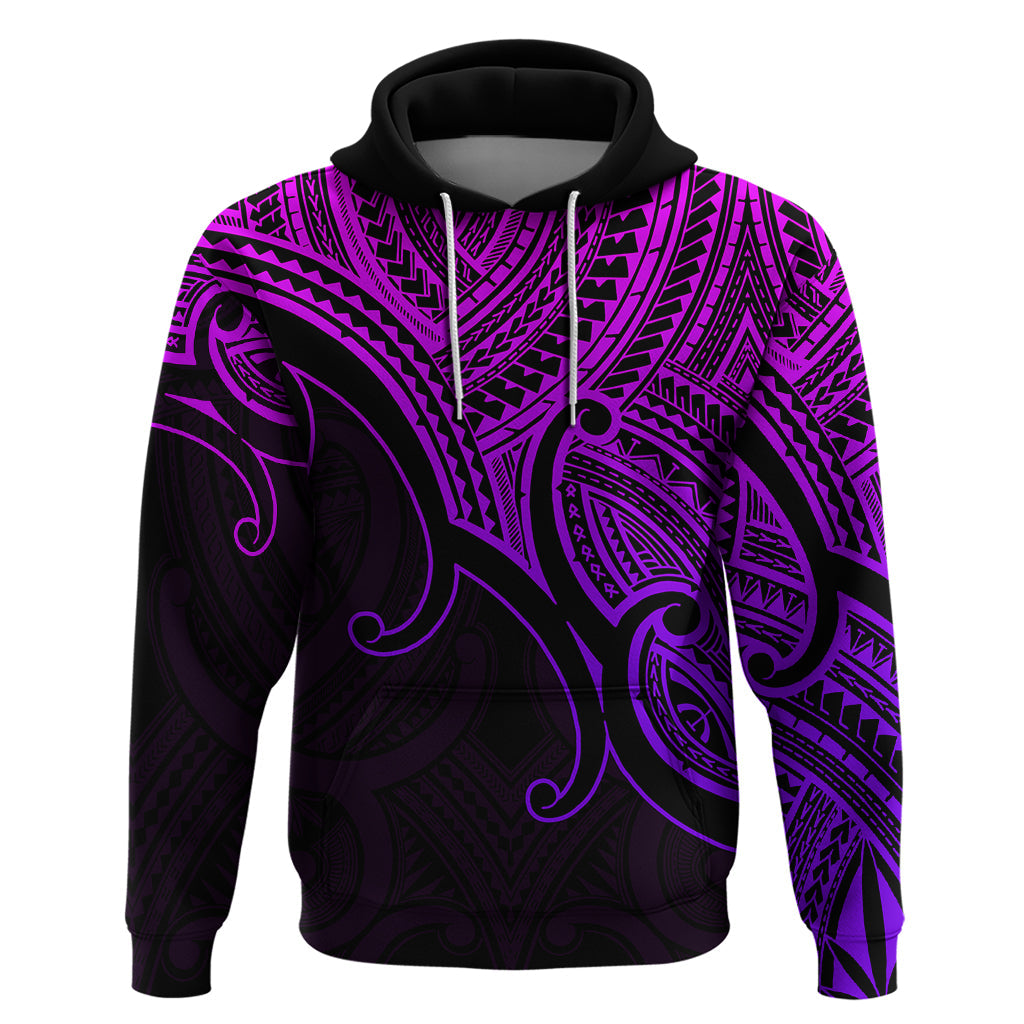 Custom Aotearoa Polynesian Hoodie with Maori Koru Purple LT9