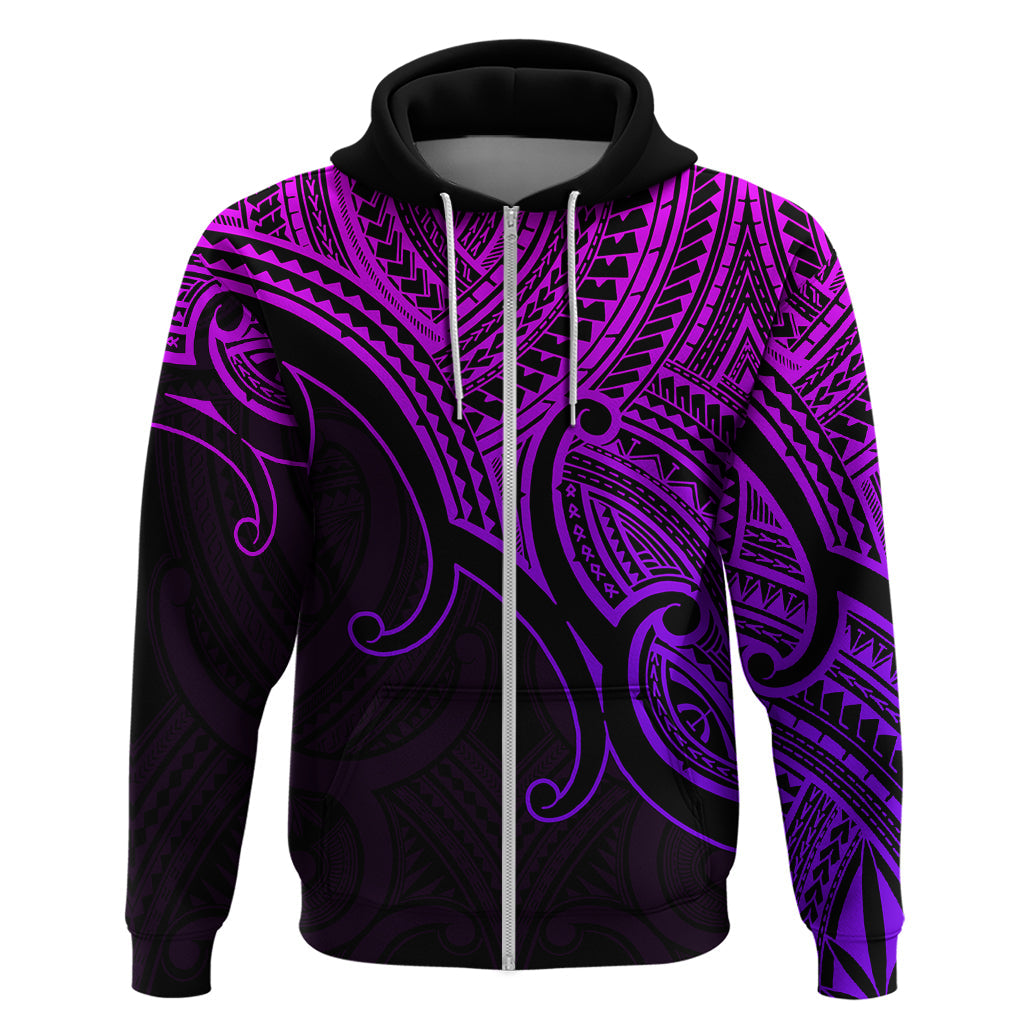 Custom Aotearoa Polynesian Hoodie with Maori Koru Purple LT9