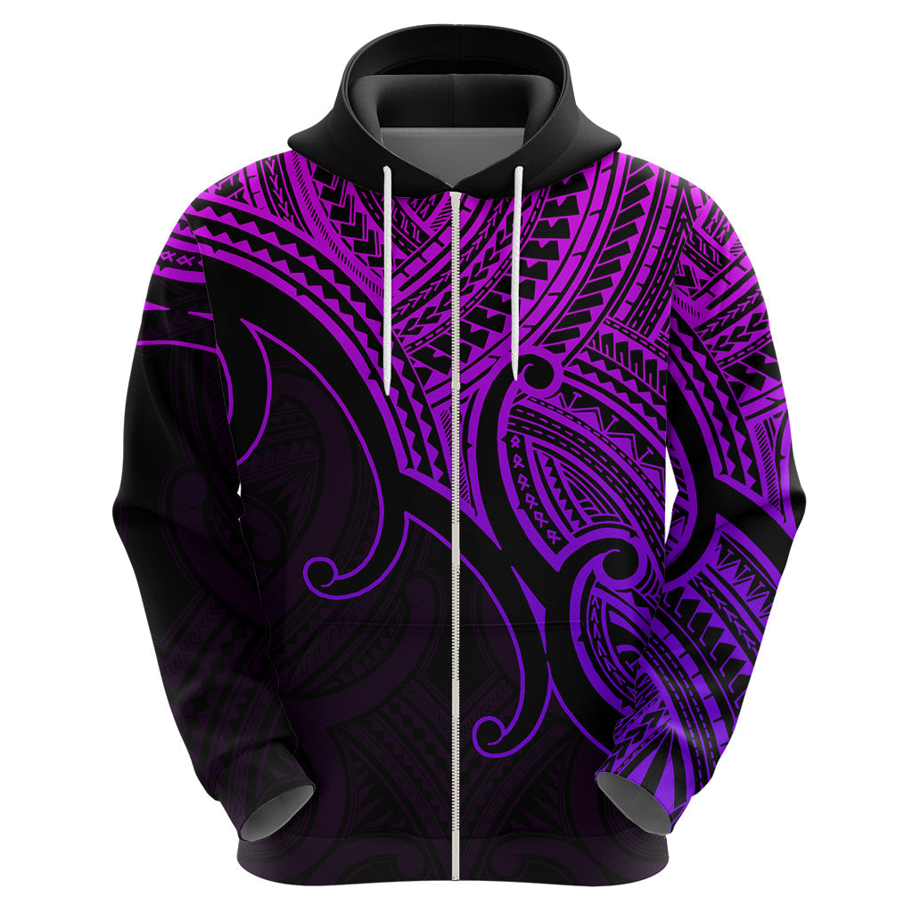 Custom Aotearoa Polynesian Hoodie with Maori Koru Purple LT9