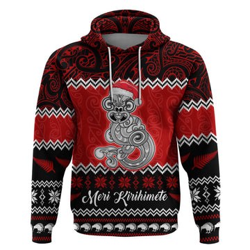 Personalised New Zealand Christmas Hoodie Maori Tiki Meri Kirihimete LT9
