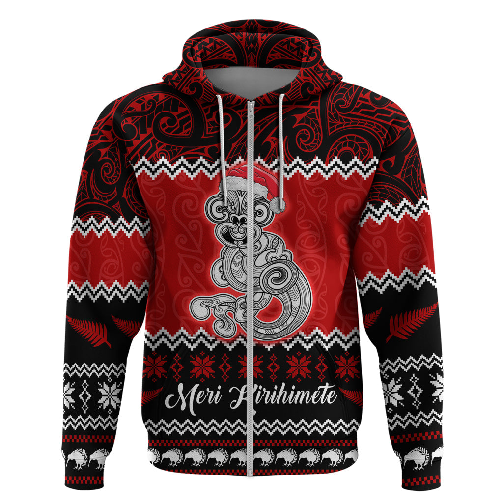 Personalised New Zealand Christmas Hoodie Maori Tiki Meri Kirihimete LT9