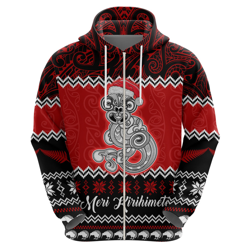 Personalised New Zealand Christmas Hoodie Maori Tiki Meri Kirihimete LT9