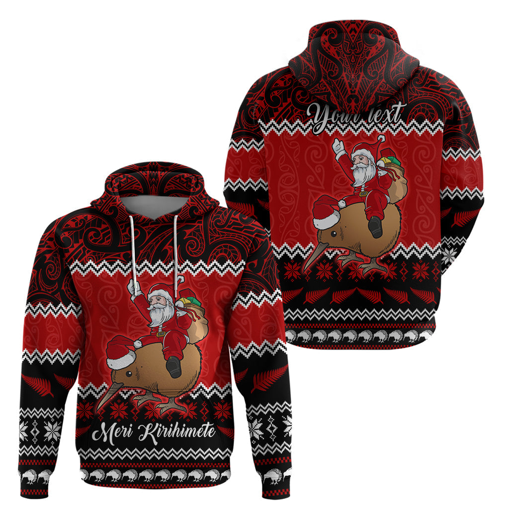 Personalised New Zealand Christmas Hoodie Kiwi Santa Claus Maori Meri Kirihimete LT9