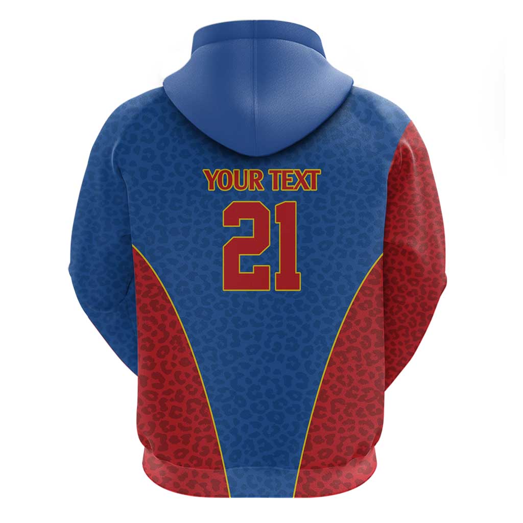 DR Congo Football Custom Hoodie Blue Leopard Skin Pattern LT9