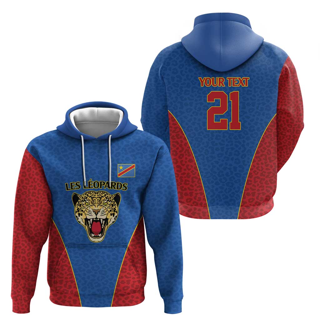 DR Congo Football Custom Hoodie Blue Leopard Skin Pattern LT9