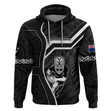 New Zealand Aotearoa Rugby Hoodie Black Fern Maori Tribal Sporty Style LT9