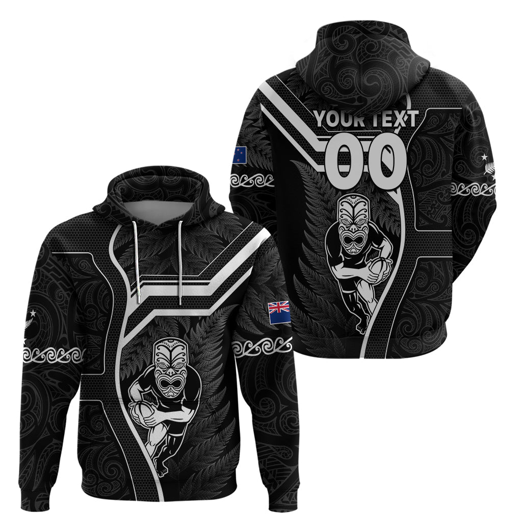 Custom New Zealand Aotearoa Rugby Hoodie Black Fern Maori Tribal Sporty Style LT9