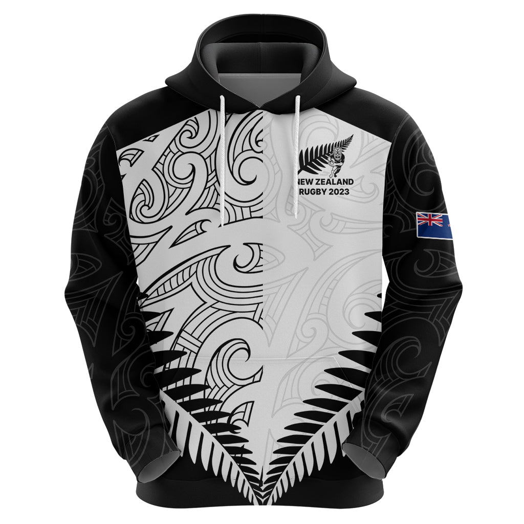 New Zealand Rugby Hoodie Proud Aoteroa Stylised Maori Koru LT9