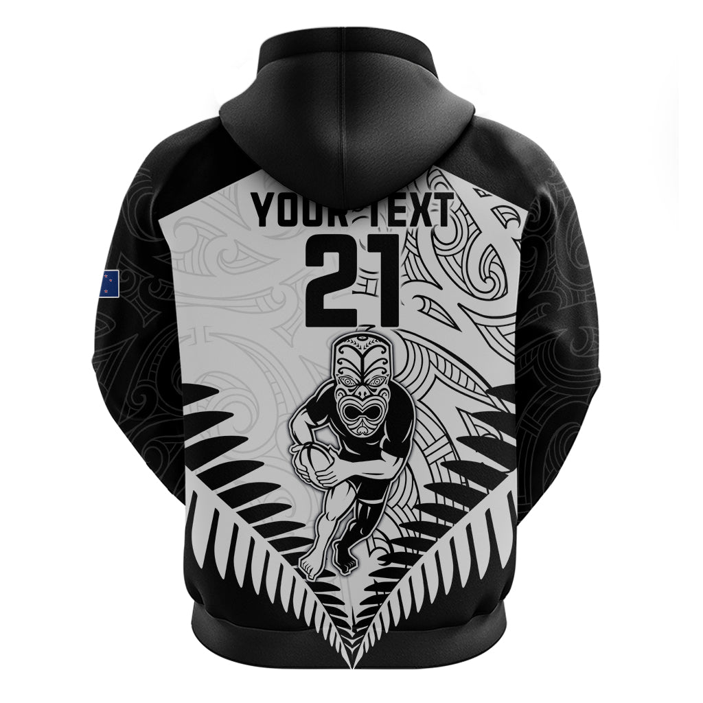 Custom New Zealand Rugby Hoodie Proud Aoteroa Stylised Maori Koru LT9