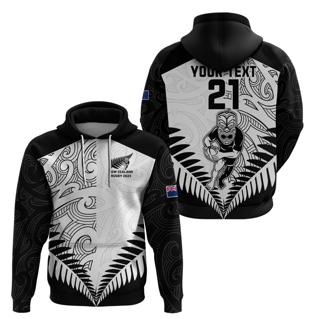 Custom New Zealand Rugby Hoodie Proud Aoteroa Stylised Maori Koru LT9