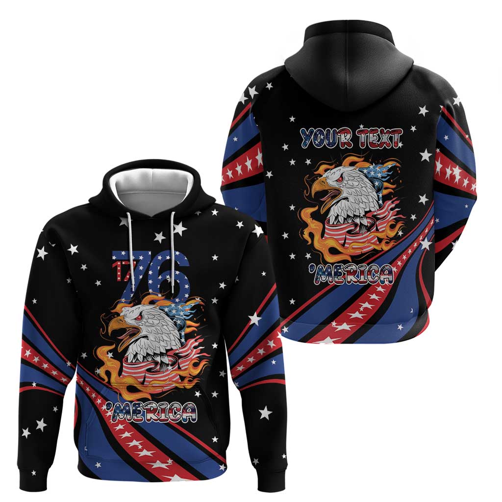 Personalized America History Began 4th of July Hoodie Fire Bald Eagle US Flag LT9