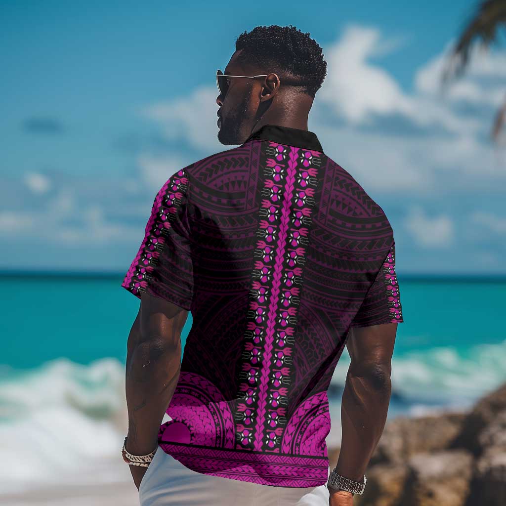 African Dashiki and Polynesian Pattern Hawaiian Shirt Pink LT9