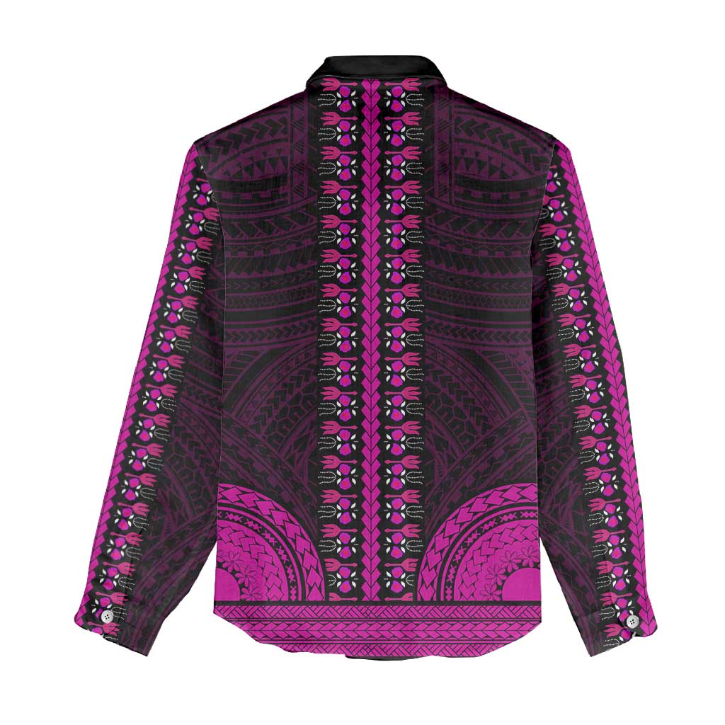 African Dashiki and Polynesian Pattern Women Casual Shirt Pink LT9