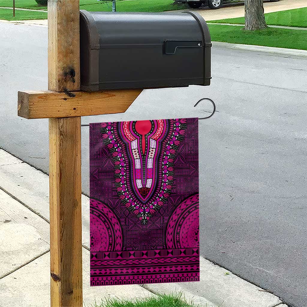 Pink Dashiki and Tapa Pattern Garden Flag Africa-Polynesia Together Culture LT9