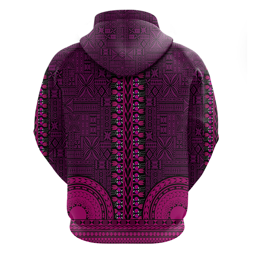 African Dashiki Hoodie With Tapa Pattern - Pink LT9