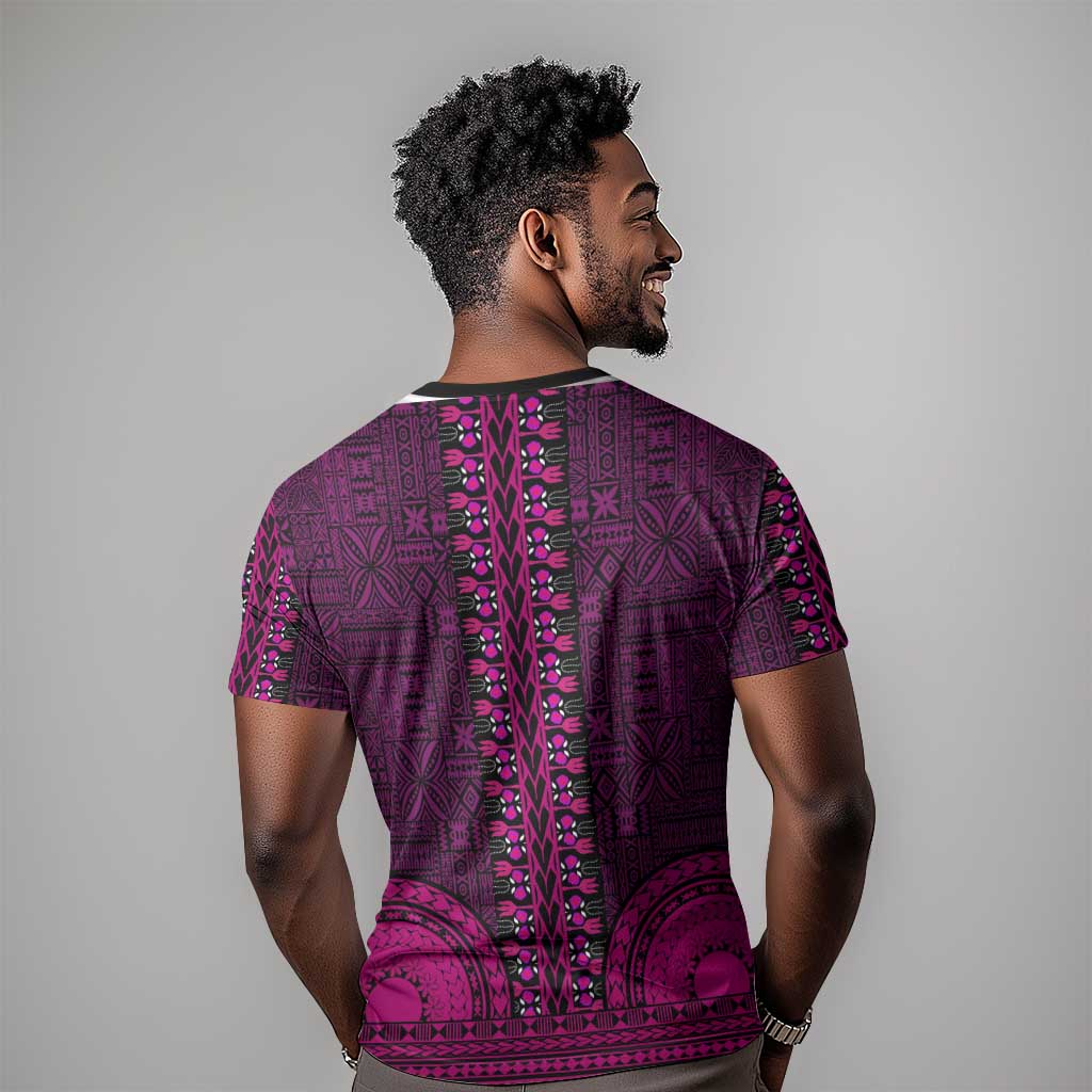Pink Dashiki and Tapa Pattern T shirt Africa-Polynesia Together Culture LT9
