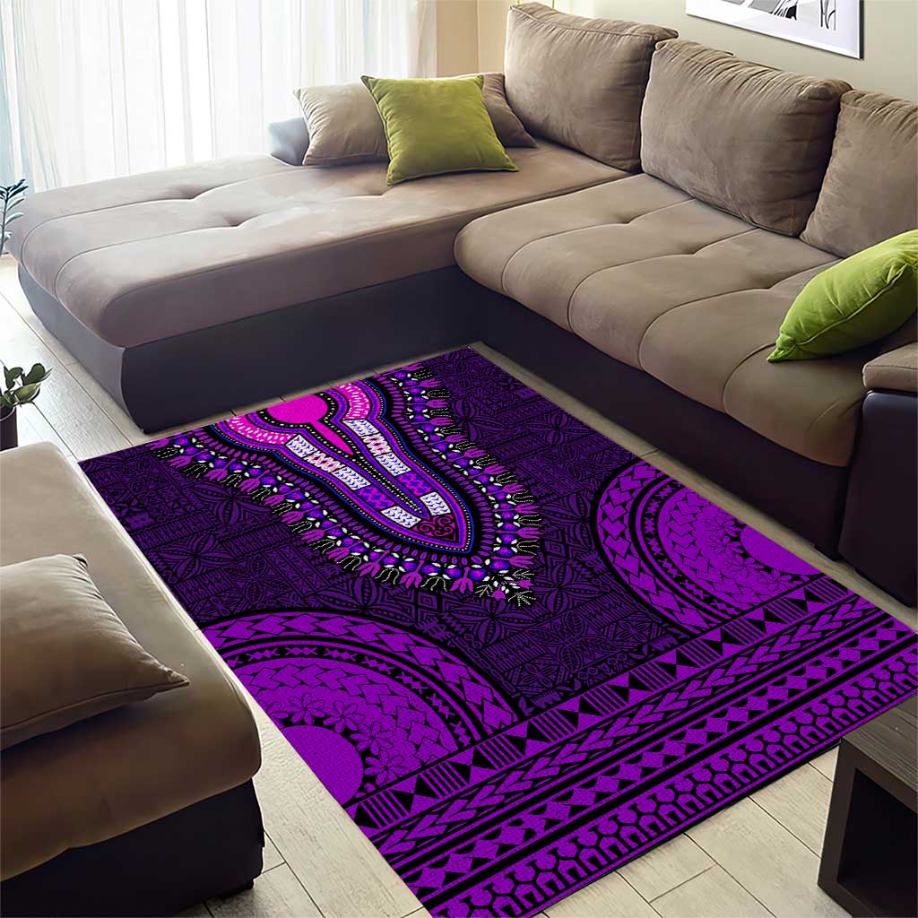 Purple Dashiki and Tapa Pattern Area Rug Africa-Polynesia Together Culture LT9
