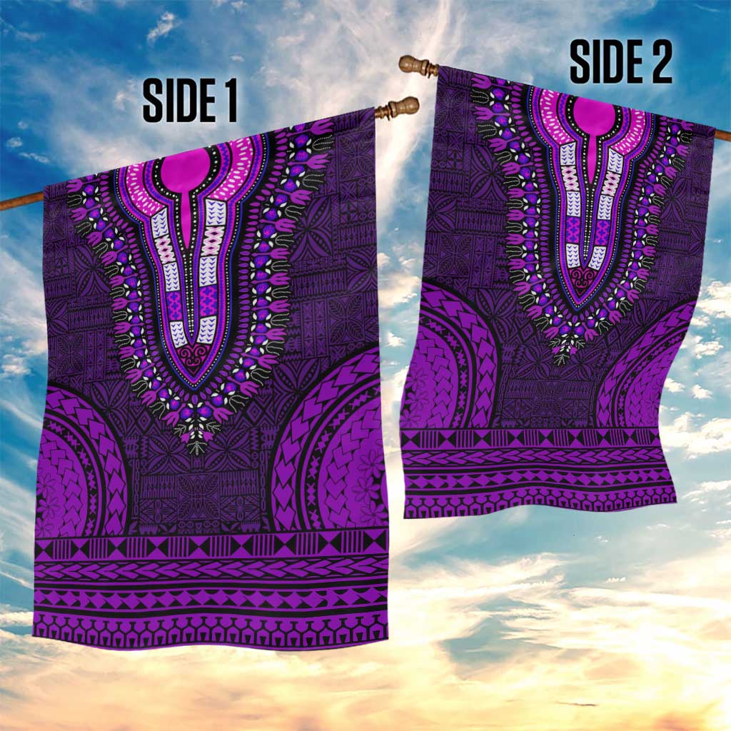 Purple Dashiki and Tapa Pattern Garden Flag Africa-Polynesia Together Culture LT9