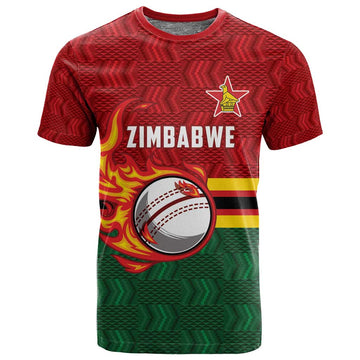 Custom Africa Cricket Zimbabwe T shirt The Chevrons Cricket Ball Fire LT9