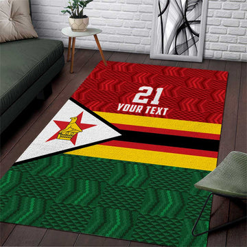Custom Africa Cricket Zimbabwe Area Rug Zimbabwean Pattern Flag Motif LT9
