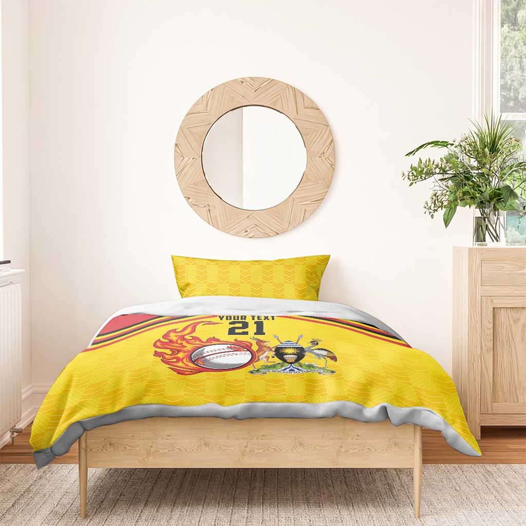 Custom Africa Cricket Uganda Bedding Set Cranes Cricket Ball Fire LT9