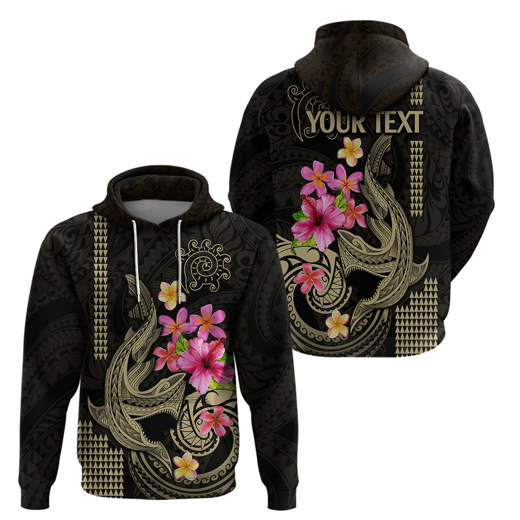 Custom Polynesian Hoodie Hawaiian Warriors with Tribal Shark Tattoos - Nude LT9