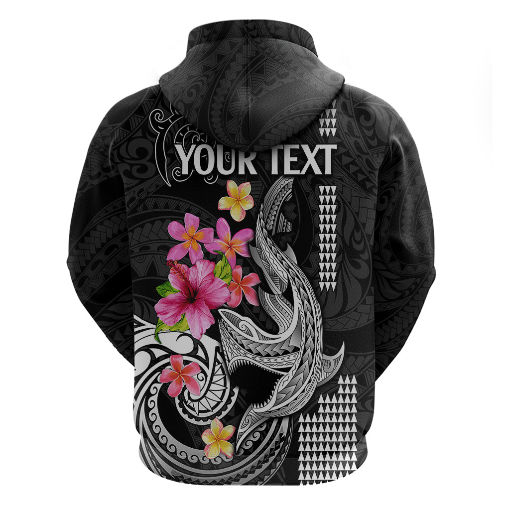 Custom Polynesian Hoodie Hawaiian Warriors with Tribal Shark Tattoos - White LT9