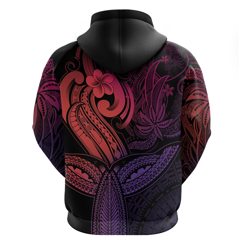 Polynesia Hoodie Whale Tale and Polynesian Sunset Plumeria Pink LT9