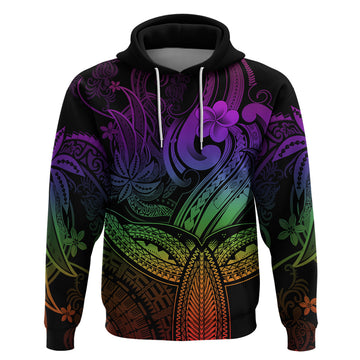 Polynesia Hoodie Whale Tale and Polynesian Sunset Plumeria Rainbow LT9