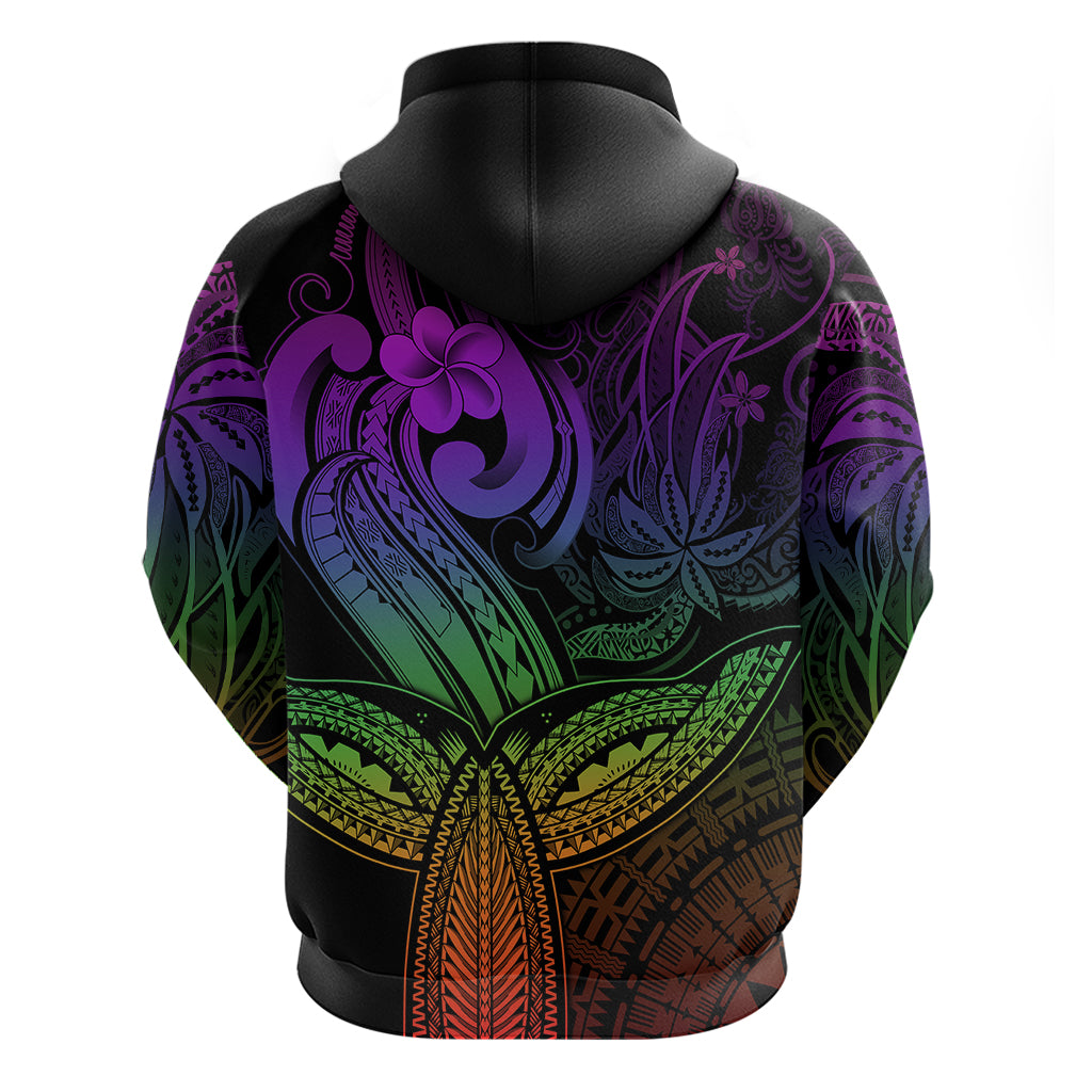 Polynesia Hoodie Whale Tale and Polynesian Sunset Plumeria Rainbow LT9