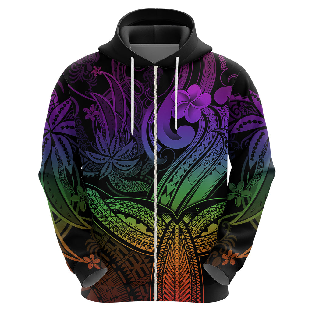 Polynesia Hoodie Whale Tale and Polynesian Sunset Plumeria Rainbow LT9