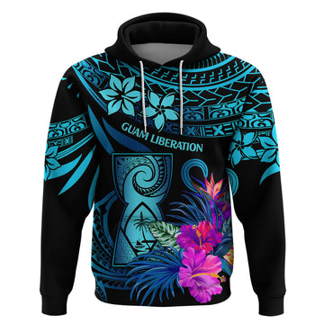 Polynesian Guam Hoodie With Latte Stone Happy Liberation Day LT9