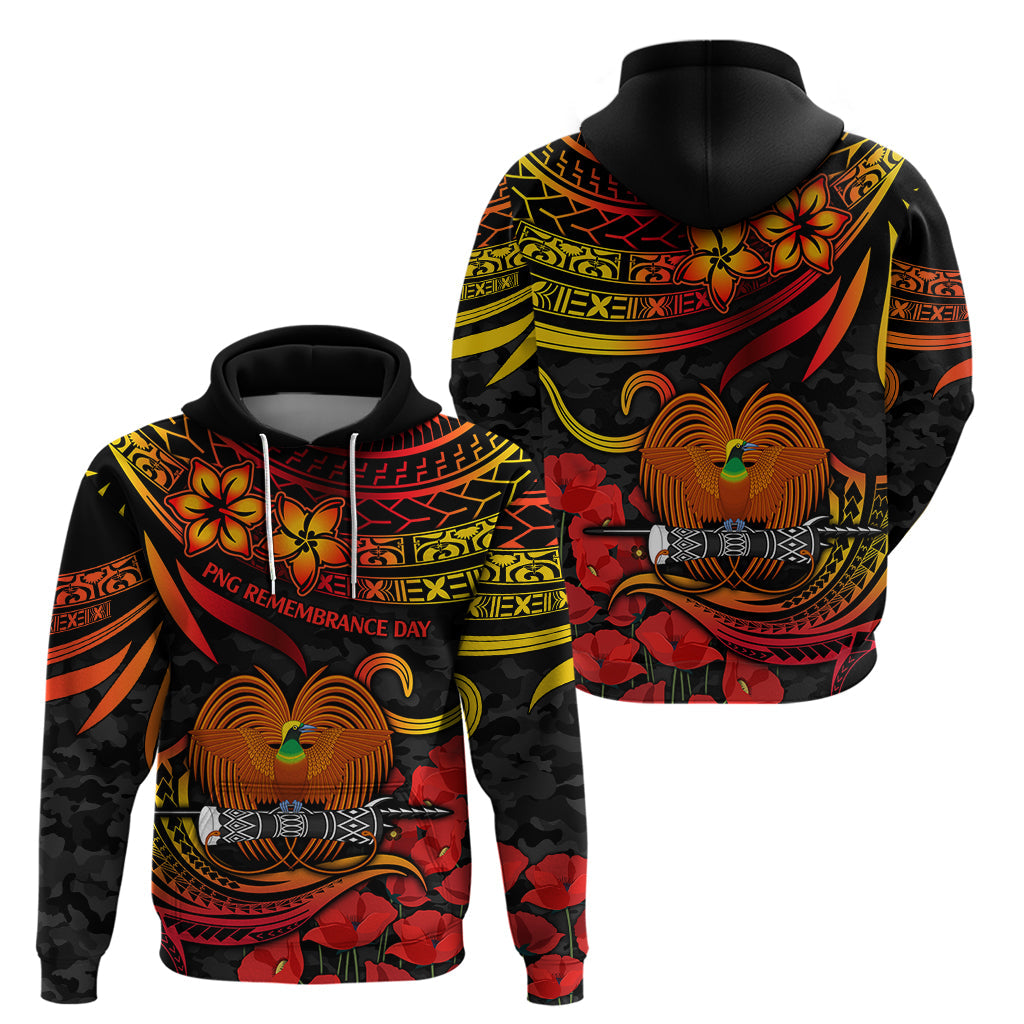 PNG Remembrance Day Hoodie Polynesian Tribal and Poppy LT9