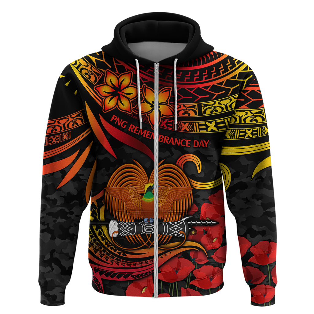 PNG Remembrance Day Hoodie Polynesian Tribal and Poppy LT9