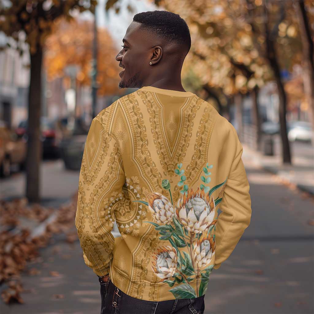 Afro King Proteas Dashiki Motif Sweatshirt Gold Style LT9
