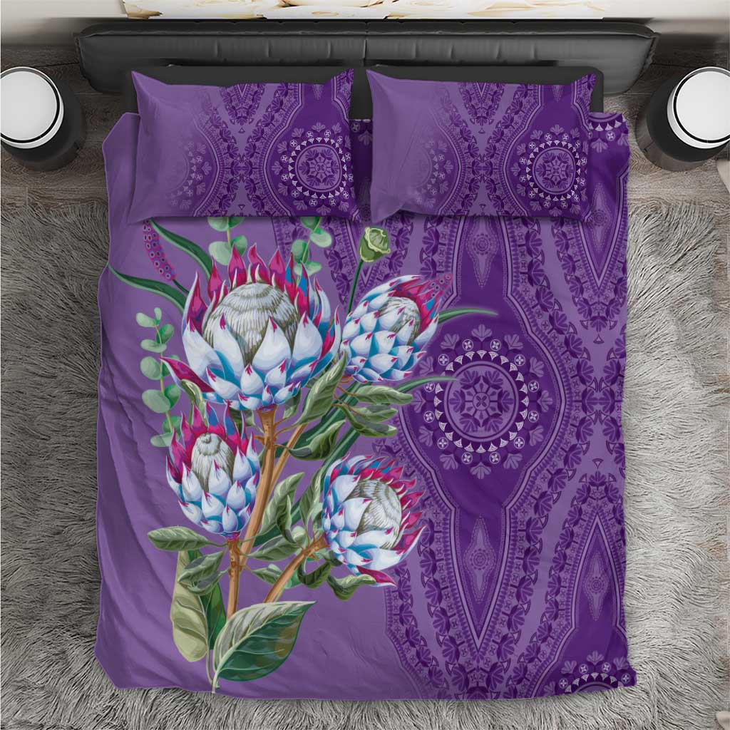 Afro King Proteas Dashiki Motif Bedding Set Violet Style LT9