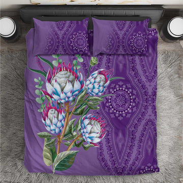 Afro King Proteas Dashiki Motif Bedding Set Violet Style LT9