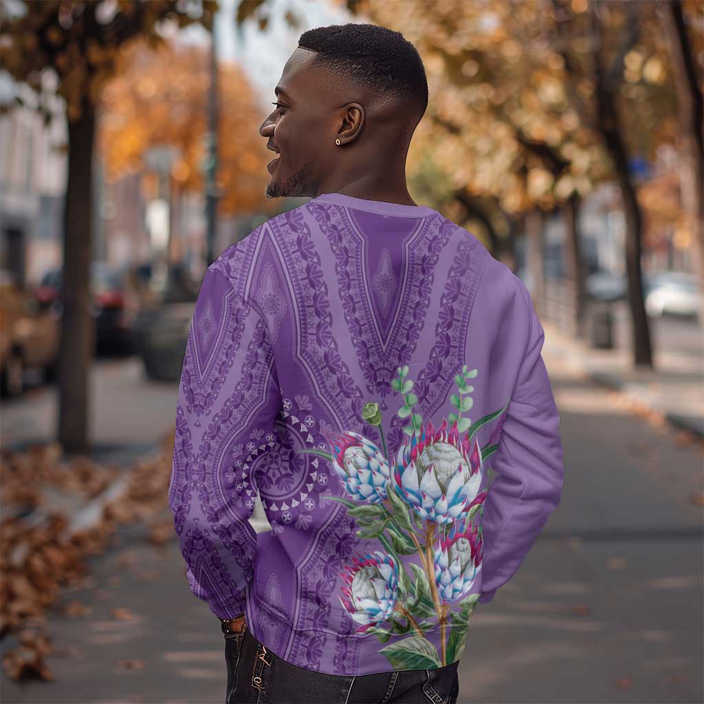 Afro King Proteas Dashiki Motif Sweatshirt Violet Style LT9