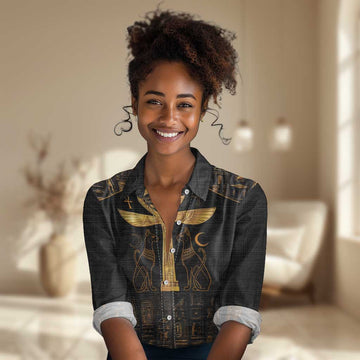 Ankh with Eye of Horus Women Casual Shirt Ancient Egypt Culture LT9