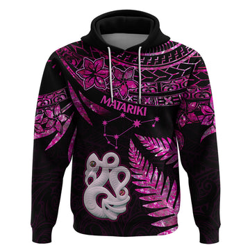 New Zealand Hoodie Matariki NZ Manaia with Paua Shell - Pink LT9
