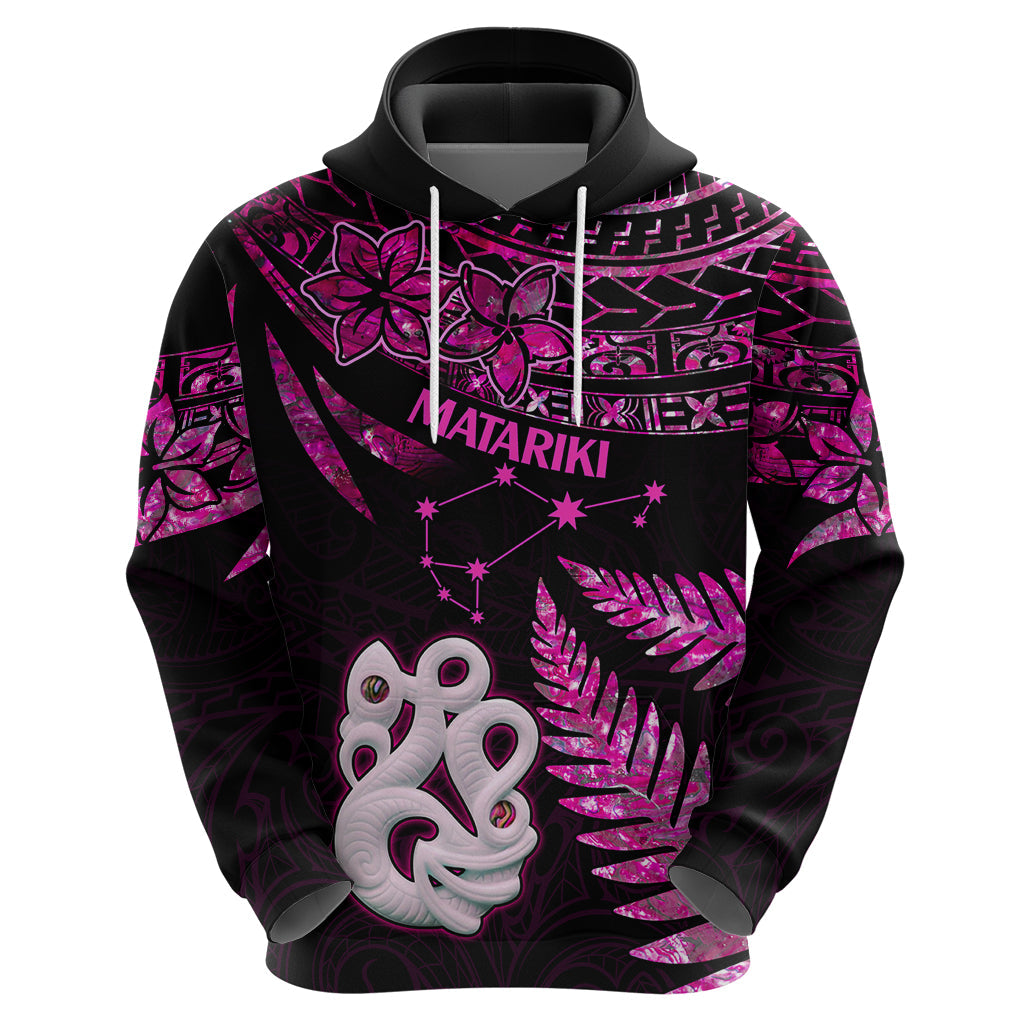 New Zealand Hoodie Matariki NZ Manaia with Paua Shell - Pink LT9