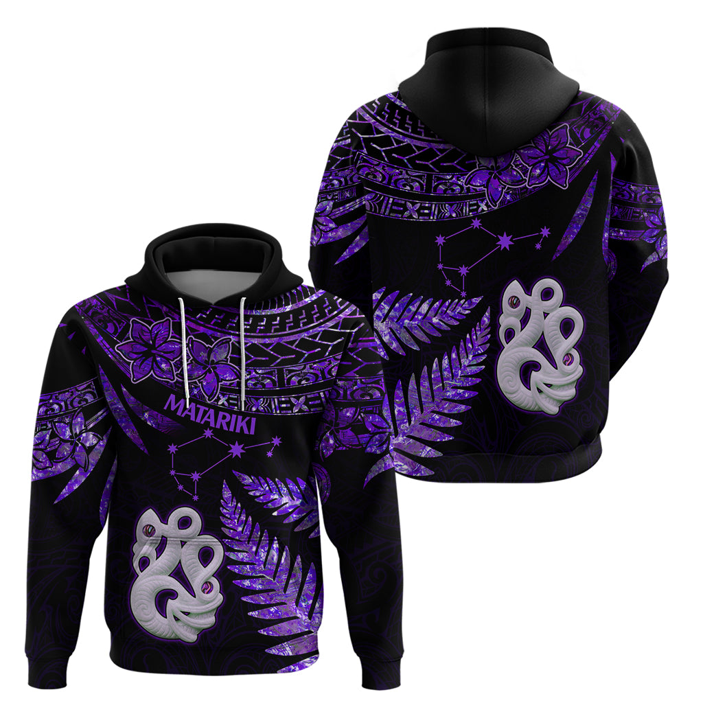 New Zealand Hoodie Matariki NZ Manaia with Paua Shell - Purple LT9