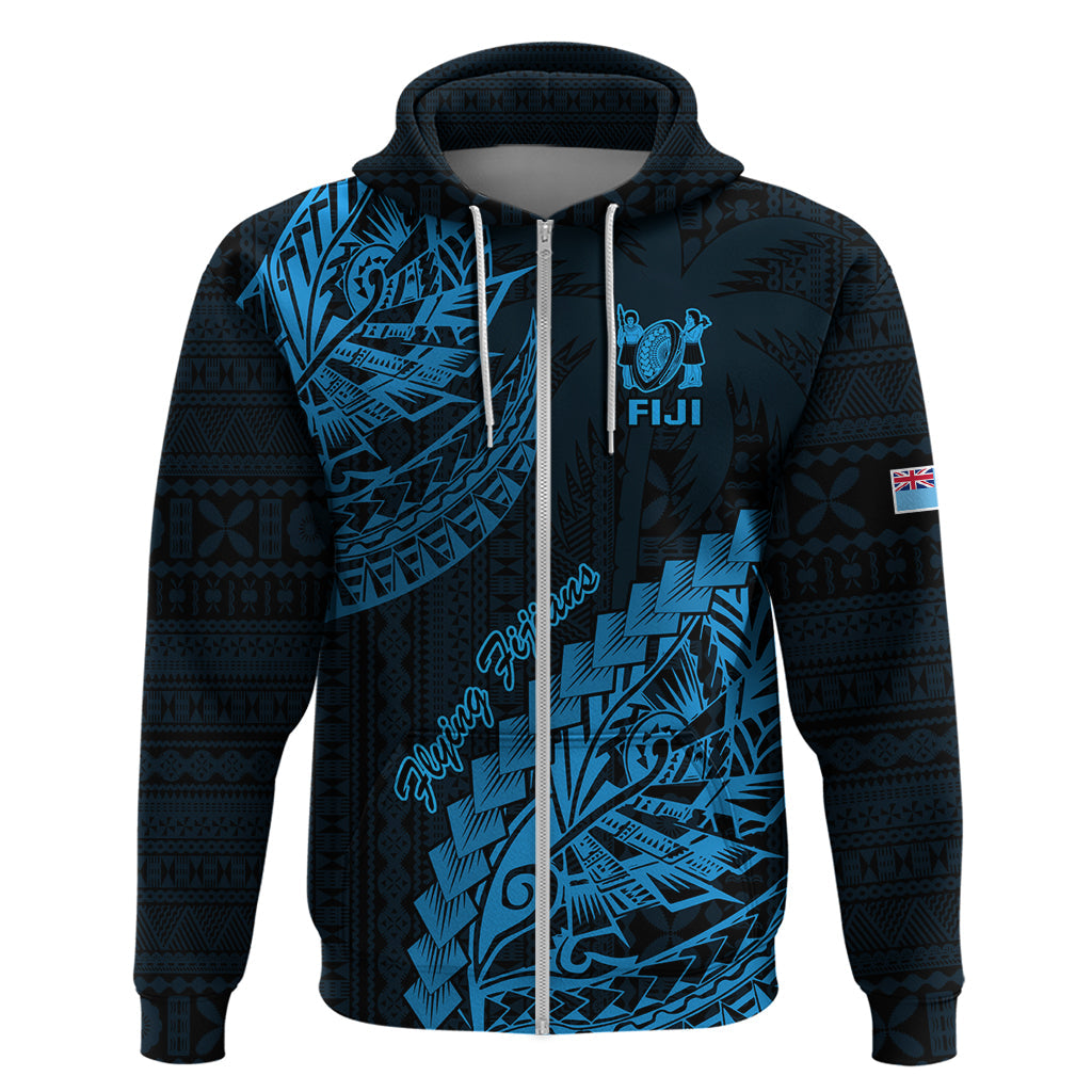 Fiji Rugby Hoodie Kaiviti Fijian Tribal World Cup Blue No2 LT9
