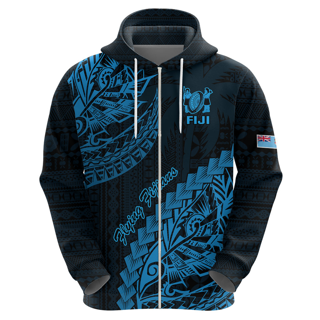Fiji Rugby Hoodie Kaiviti Fijian Tribal World Cup Blue No2 LT9