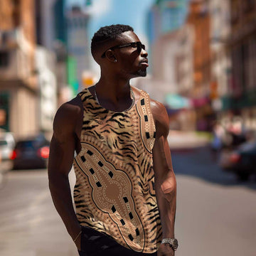 Afro Tiger Mix Dashiki Tribal Pattern Men Tank Top LT9