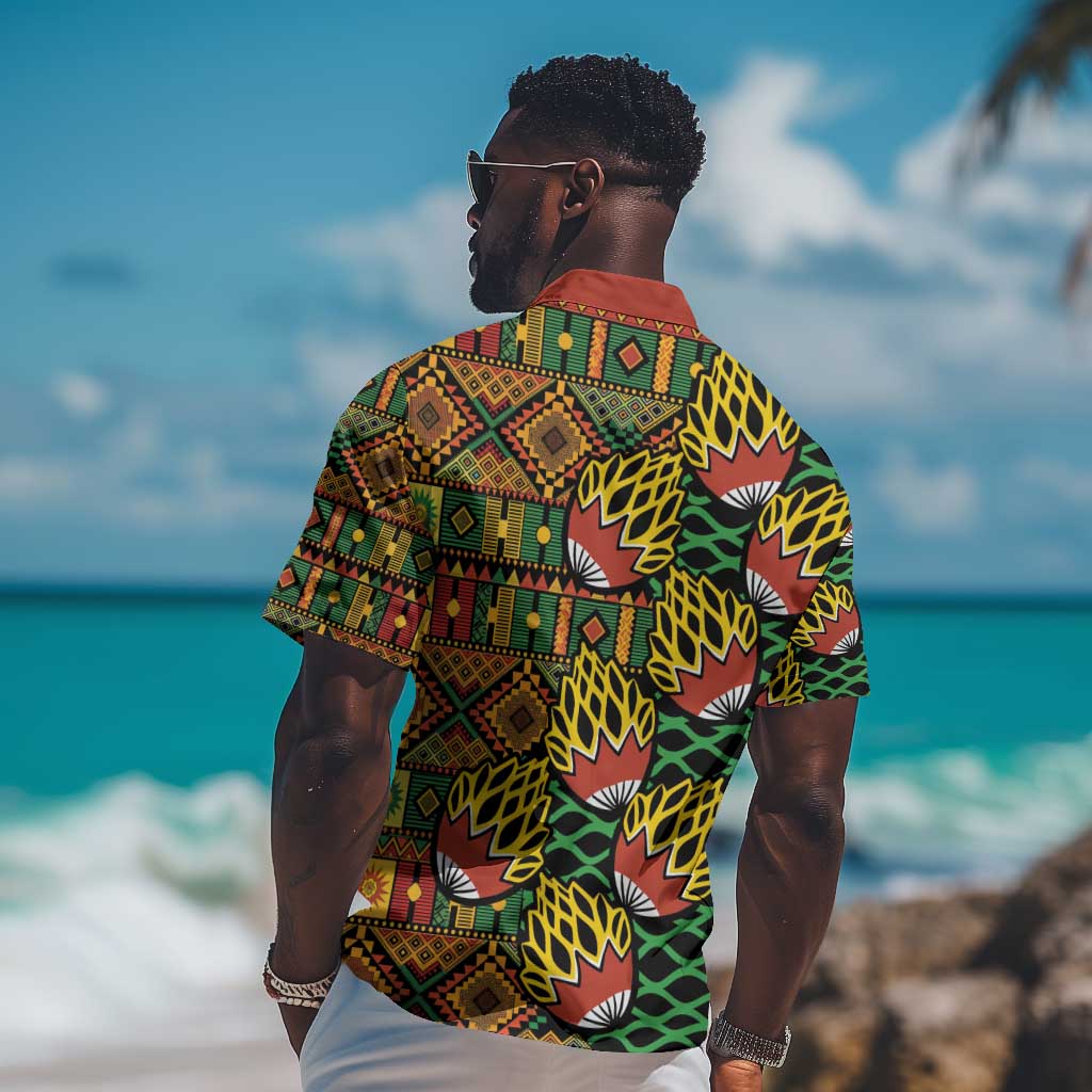 African Tribal Geometric Mixed Kanga Pattern Hawaiian Shirt LT9