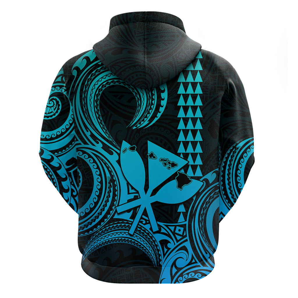 Custom Happy King Kamehameha Day Hawaii Hoodie Paradise of the Pacific Tribal Kakau with Kanaka Maoli - Aqua LT9