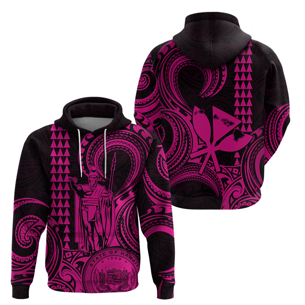Custom Happy King Kamehameha Day Hawaii Hoodie Paradise of the Pacific Tribal Kakau with Kanaka Maoli - Pink LT9