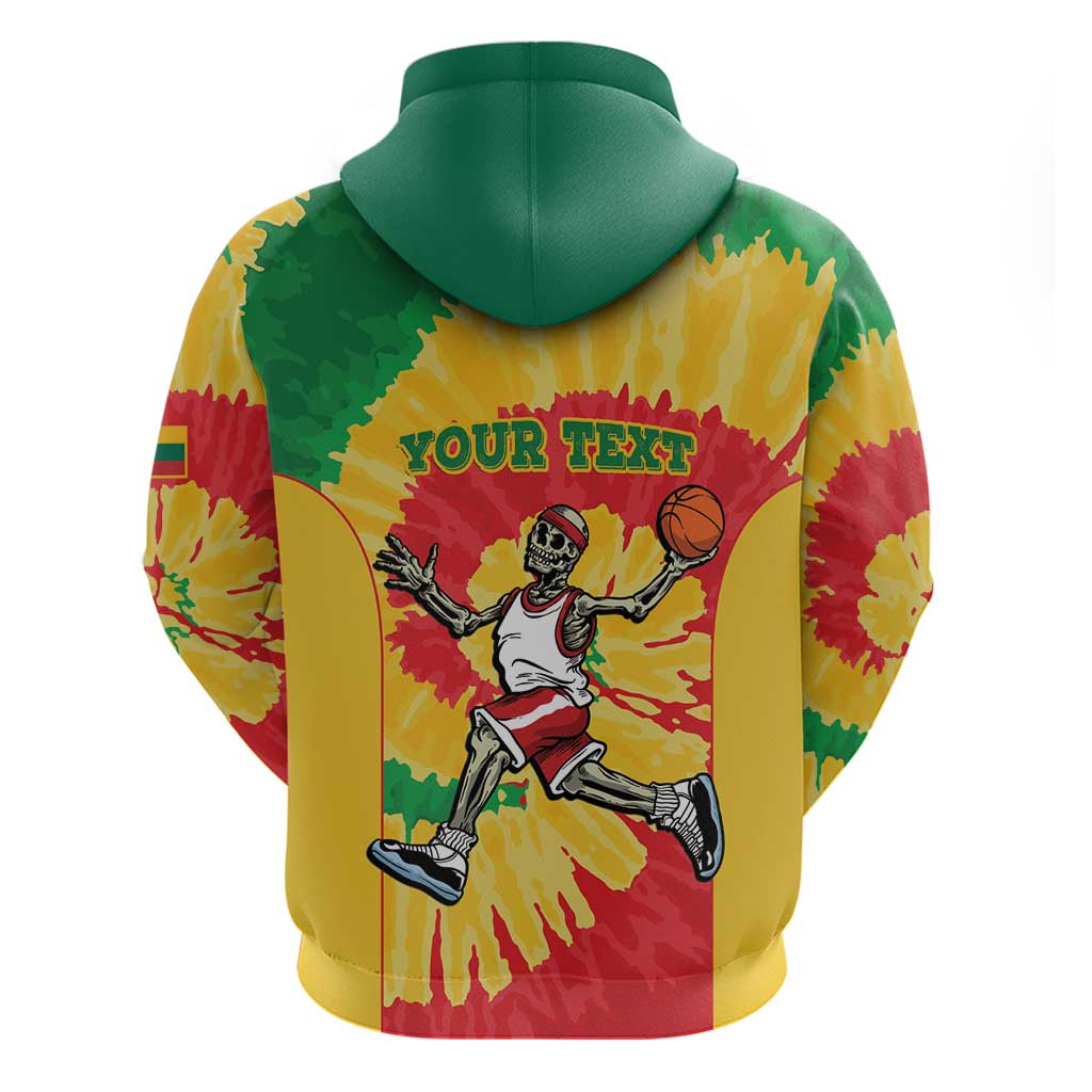 Lithuania Basketball Skeleton Personalized Hoodie Skullman Lithuania Tie Dye LT9