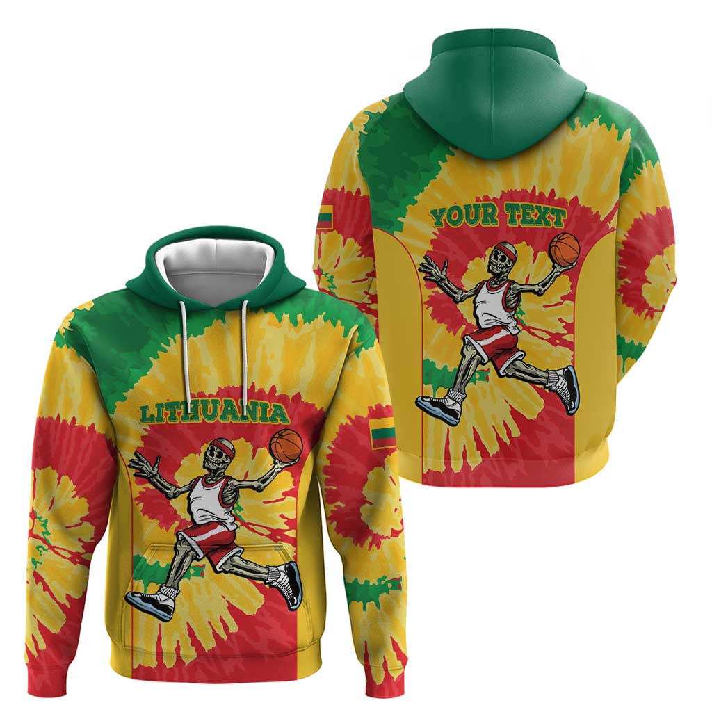 Lithuania Basketball Skeleton Personalized Hoodie Skullman Lithuania Tie Dye LT9